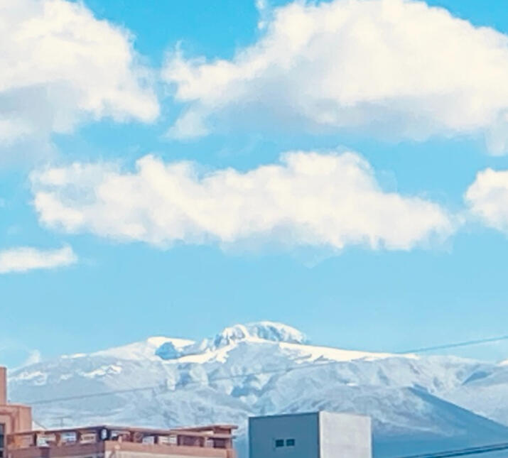 Halla mountain on the first day of Spring. This view from the third floor terrace. Halla mountain on the first day of Spring. This view from the third floor terrace.