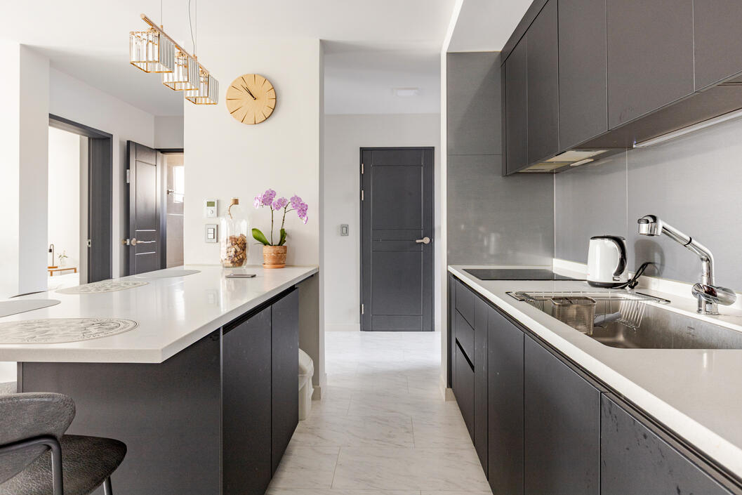 View from the refrigerator, the closed door is a storage room. The second bathroom is the open door, which is next to the second bedroom View from the refrigerator, the closed door is a storage room. The second bathroom is the open door, which is next to the second bedroom