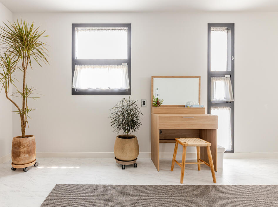 In the master bedroom is a vanity In the master bedroom is a vanity
